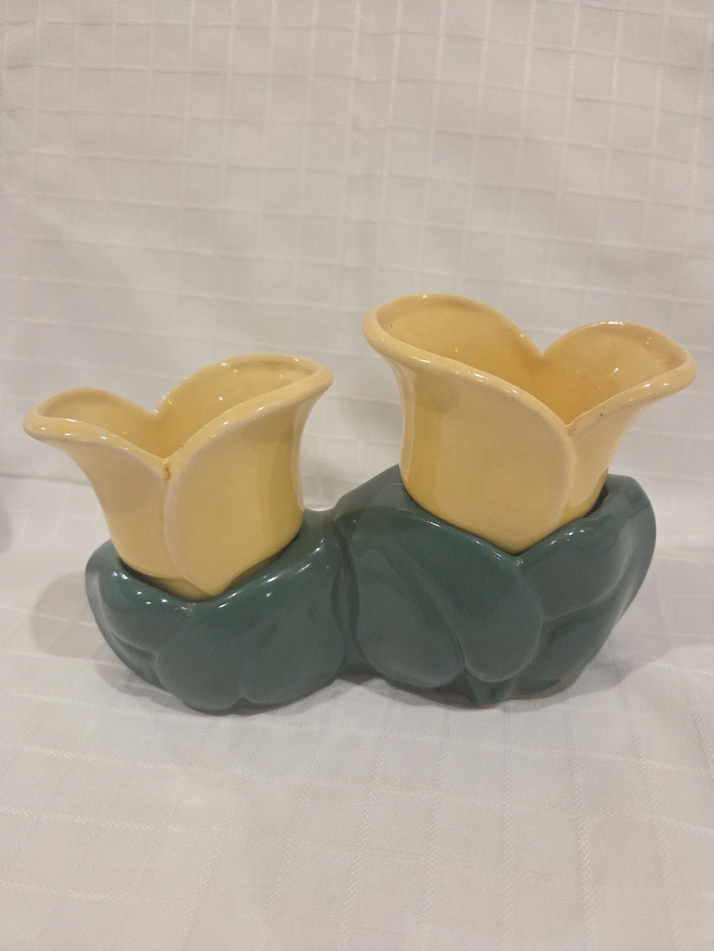 Pottery Yellow Tulip Double Bud Vase - Home Accents